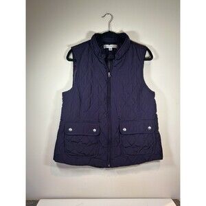 Croft & Barrow Large Dark Purple Quilted Vest W/Pockets & Cinch Back